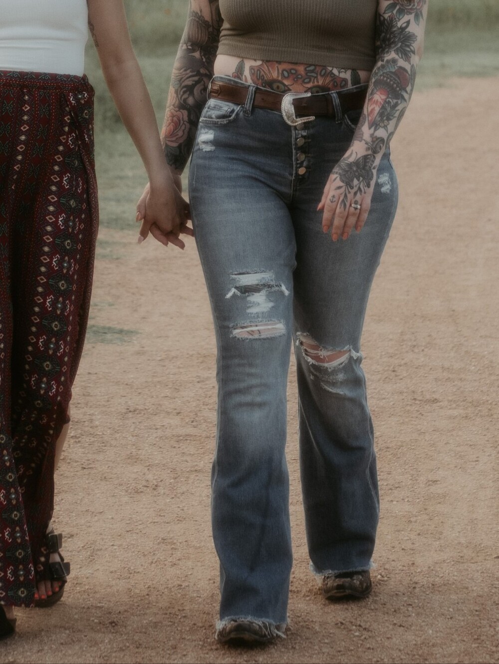 Distressed Light Blue Flare Jeans - Picture 8 of 8